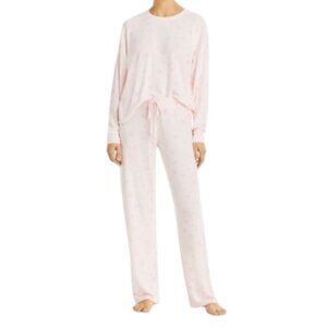 Aqua Lounge Soft Pink Star Lounge Pajama Set Pale Pink Medium NWT
